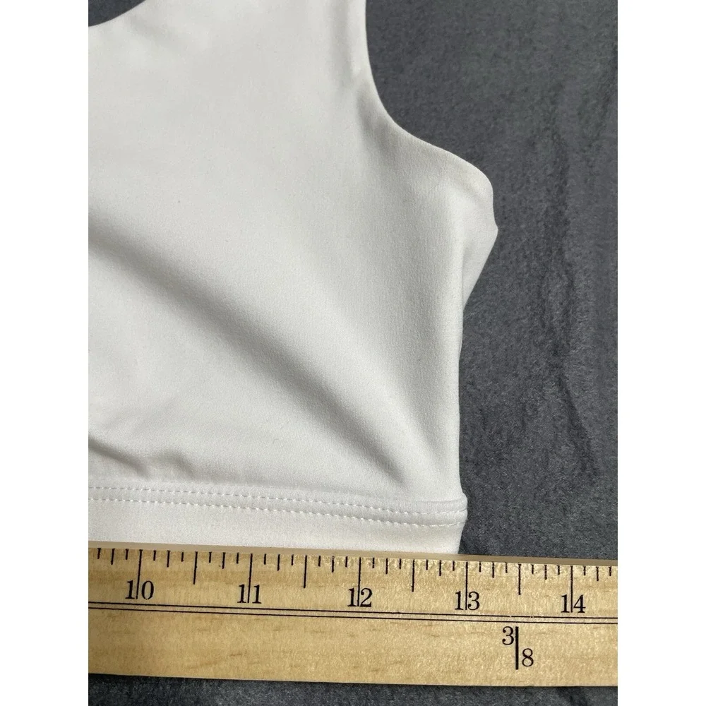 Seaav Athletics Cut Out Sports Bra Top‎ Womens Medium White Athleisure Fast Ship